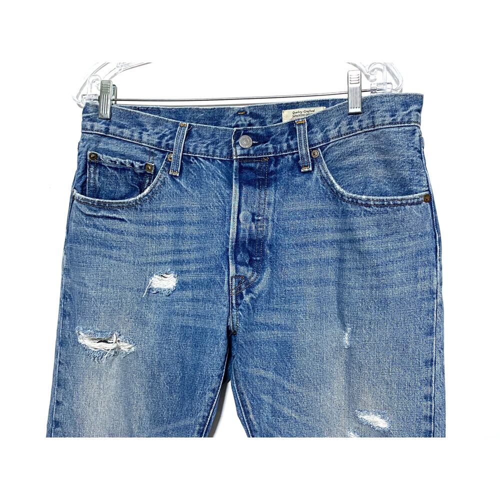 Levis 501 Japanese Denim Raw Hem Jeans Womens 32x27 Boyfriend Distressed Grunge - Picture 3 of 14